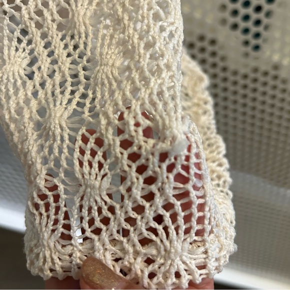 Crochet Sweater Open Front One Size in Off-White GUC - Picture 4 of 6